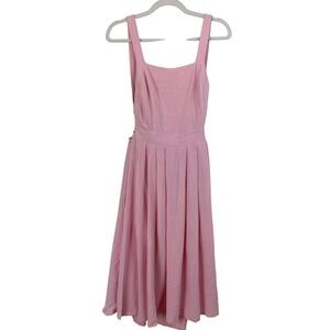 Lelasilk BABY PINK Midi Dress APRON LINEN VINTAGE‎ INSPO Cottagecore WOMEN SMALL
